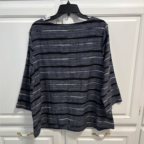 J. Jill Pure Jill Navy Black Stripe 3/4 Sleeve Top New With Tags Women Size XL - Picture 3 of 7